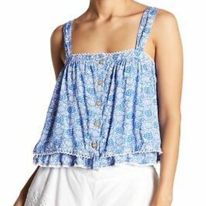 Free People floral print tiered crop top xs
